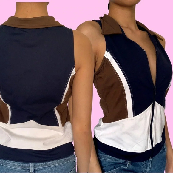 Catwalk Zip Up Collared Sleeveless Top - Picture 5 of 7